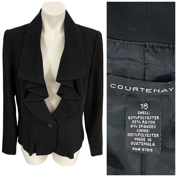 Courtenay Blazer Womens 16 Black Basic Jacket Ruffle Work Office Capsule - Picture 1 of 14